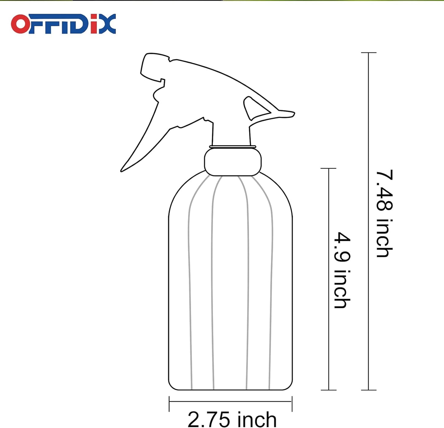OFFIDIX Glass Spray Bottle, Plant Mister with Adjustable Nozzle 0.4L/13.5oz Pressure Watering Can Handheld Spray Bottle for Outdoor Indoor Plants and Cleaning Work (Blue)