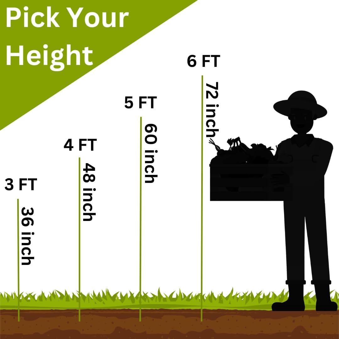 Fiberglass Eco Friendly Garden Stakes (Choose Height/Quantity) – Durable, Lightweight, Tomato, Tree, Strawberry, Plant, Support Fencing Stakes with Patterned Surface 5/16" Diameter (100, 4)