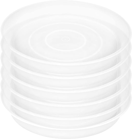 6 Pack Plastic Plant Saucer Water Drip Tray, 4 5 6 7 8 9 10 11 12 inch, Heavy Sturdy Plant Drainage Tray for Indoors Outdoor, Flower Saucers for Pots Base (4", Clear)