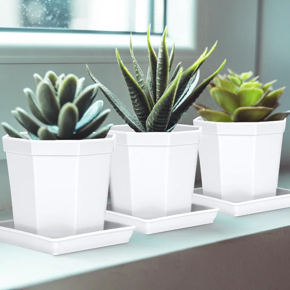 2 Pack Square Plant Saucer 18 Inch, Plastic Plant Saucer, Heavy Duty Plant Pot Saucers, Planters for Indoors and Outdoors Plants，Garden Large Deep Plant Trays for Pots.