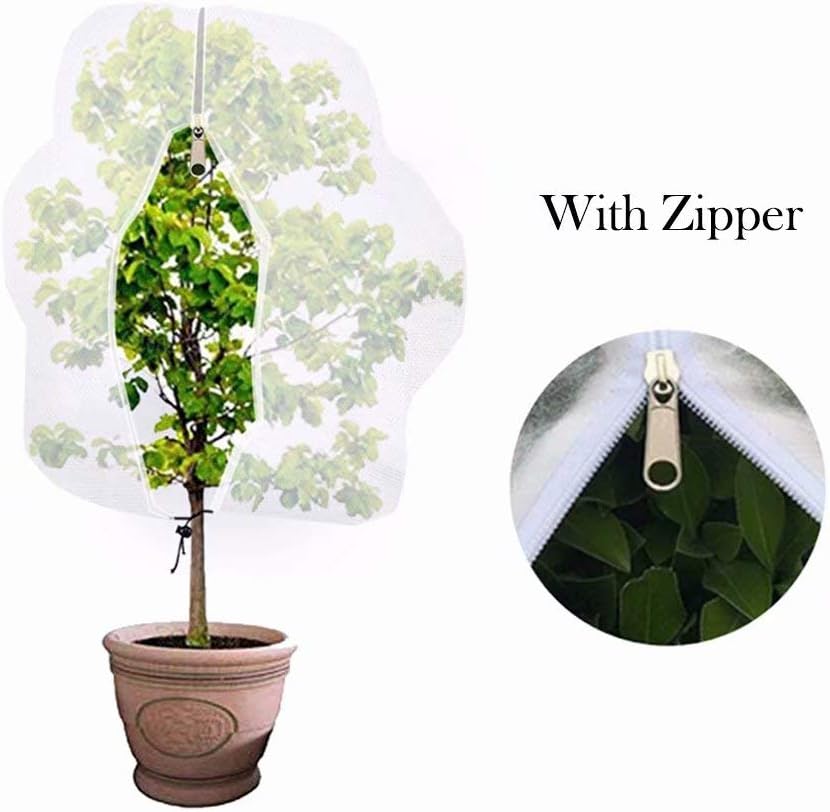Agfabric Plant Covers Freeze Protection with Zipper 1.5oz 96"x96" Shrub Cover Winter Tree Jacket for Frost Protection&Season Extension,White
