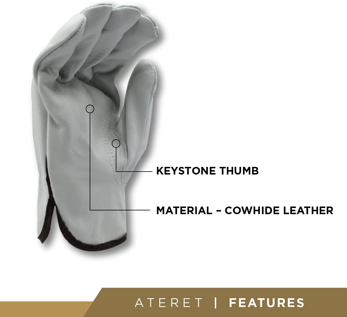 ATERET 120 Pairs Medium Heavy Duty Durable Cowhide Leather Work Gloves I Driver Gloves for Truck Driving, Warehouse, Gardening, Farming