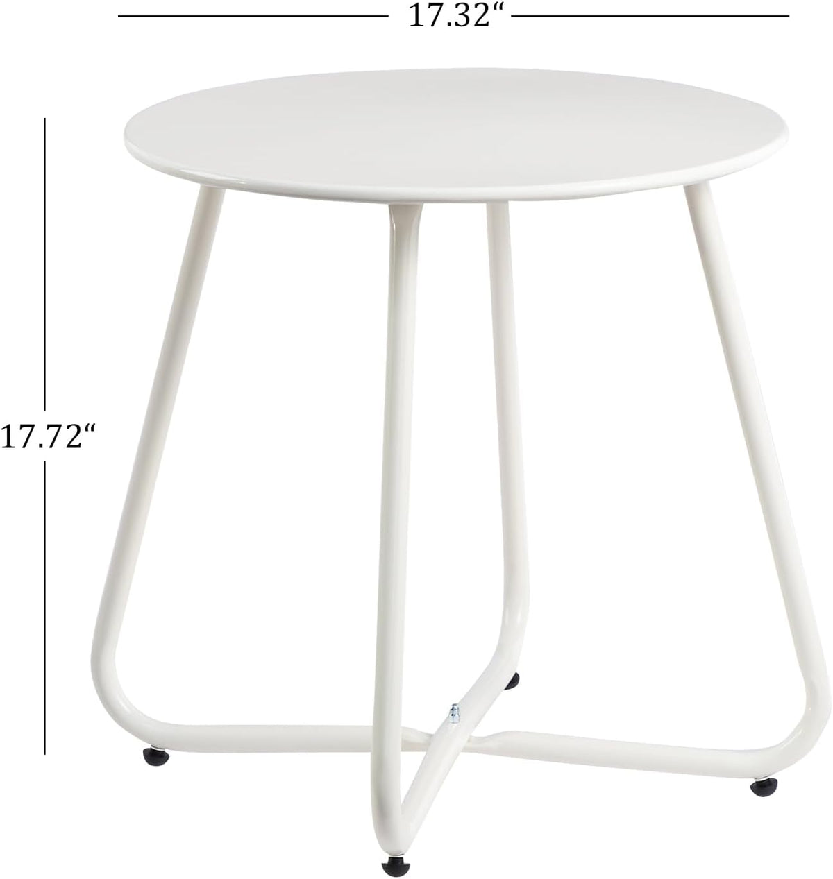 HollyHOME Round Metal Side Table, Rust-Resistant Patio Small Plant Stand, Outdoor 17.32'' Portable End Table for Balconies, Gardens, Living Rooms and Bedrooms, White