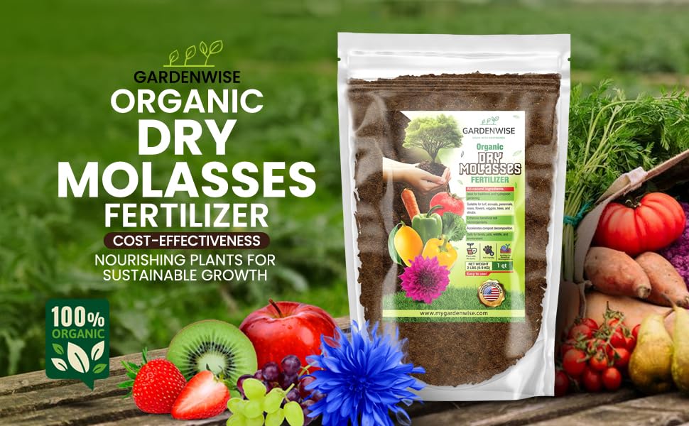 Organic Molasses for Plants - Horticultural Molasses - Ideal for Traditional & Hydroponic Gardening, for Indoor & Outdoor Plants (2 QUARTS)