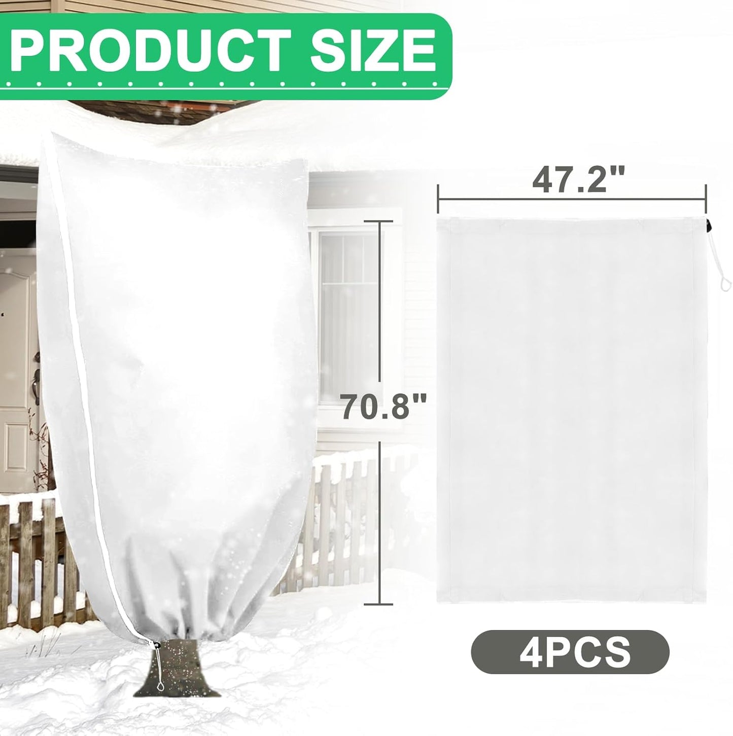 DQS 4 Pack Plant Covers Freeze Protection, 47.2" x70.8" Winter Frost Protection Blankets Frost Cloth,Suitable for Outdoor Winter Frost, Cold Weather, shrubs, Trees, Jackets, and coverings