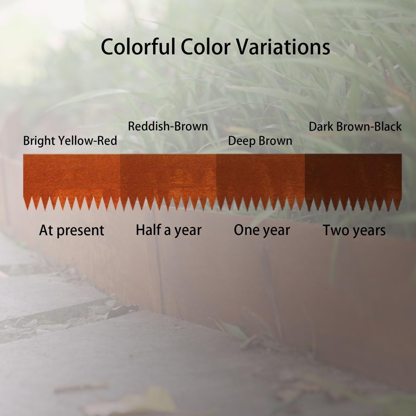Corten Steel Landscape Edging, 40" L x 6" H, 15 GA Thickness, 6 Pack + 7 Stakes, Enhance Garden, Yard, Park, Lawn, Plants & Vegetables w/Long-Lasting Rust-Finish Cor-Ten Edging