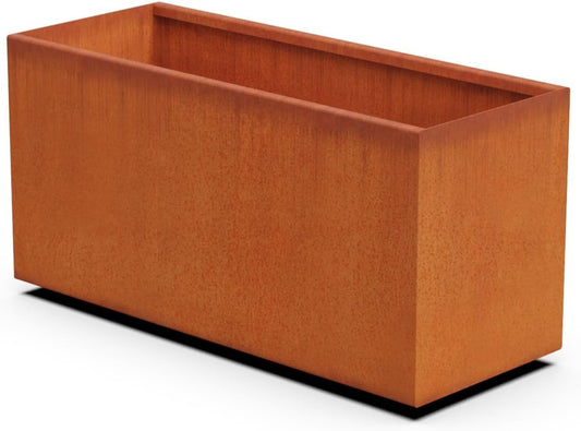 Large Rectangular Planters for Outdoor Plants - 40x16x20 Inch Corten Steel Planter - Extra Large Outdoor Planter Box for Modern Patio, Deck, and Garden Design