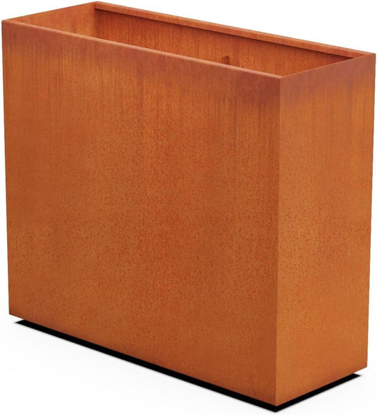 Large Rectangular Planters for Outdoor Plants - 42" Tall Extra Large Outdoor Planters for Privacy Screen | 48x18 Corten Steel Planter Box, Made in USA