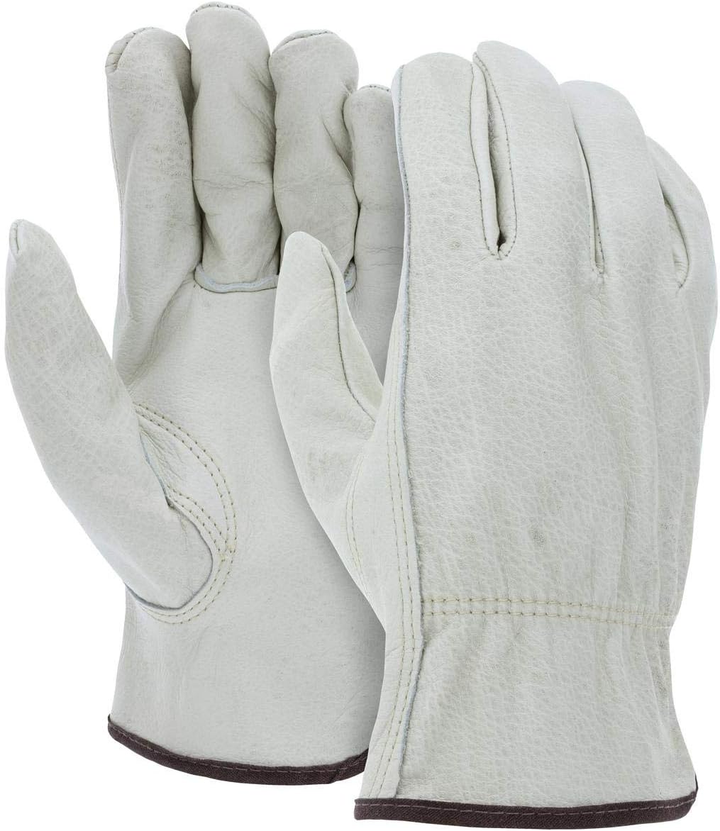 ATERET 120 Pairs Medium Heavy Duty Durable Cowhide Leather Work Gloves I Driver Gloves for Truck Driving, Warehouse, Gardening, Farming