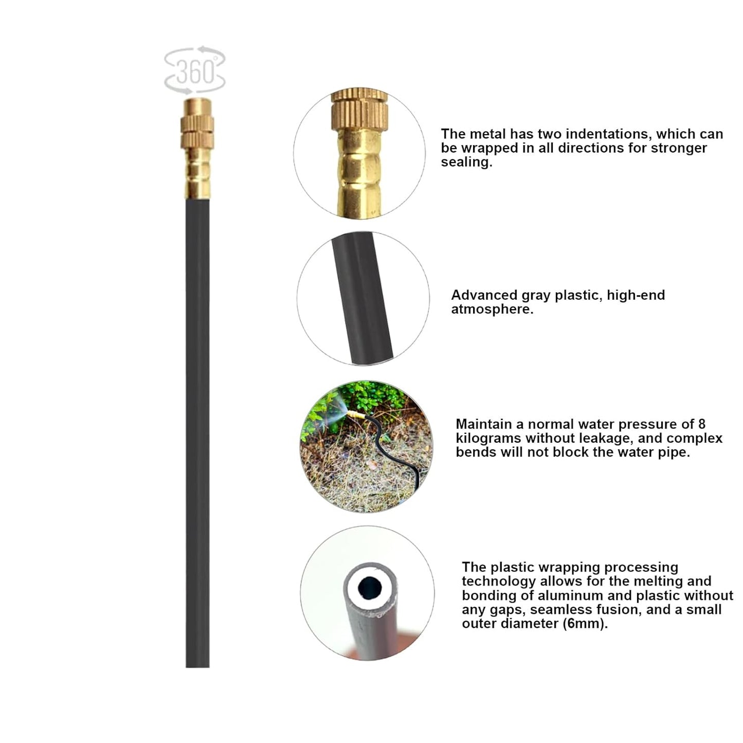 New drip Irrigation kit, Automatic Garden Watering System, Quick Connector and 360-degree Bending Dropper atomizing Copper Nozzle, Garden Plant Lawn Courtyard Watering System. (15 Spray nozzles)