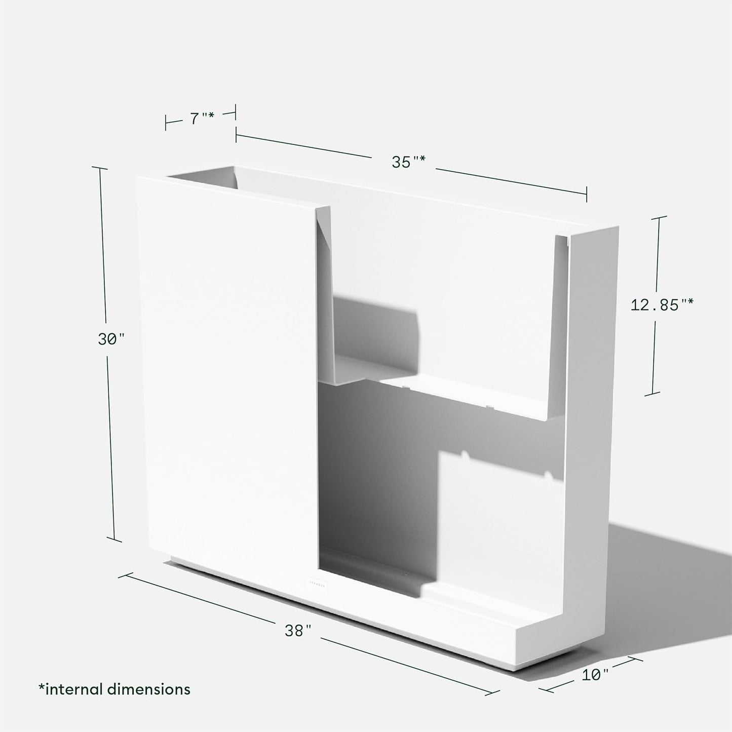 Veradek Span Plastic Box Series Planter - Tall Rectangular, White, All-Weather Resistant, Removable Insert Bucket, Modern Design, Indoor/Outdoor Use
