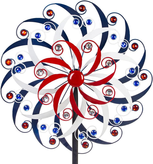 DREAMYSOUL Large Wind Spinners 20" Dia, Metal Patriotic Wind Sculpture Spinner Yard Art for Outdoor Garden Patio Decor