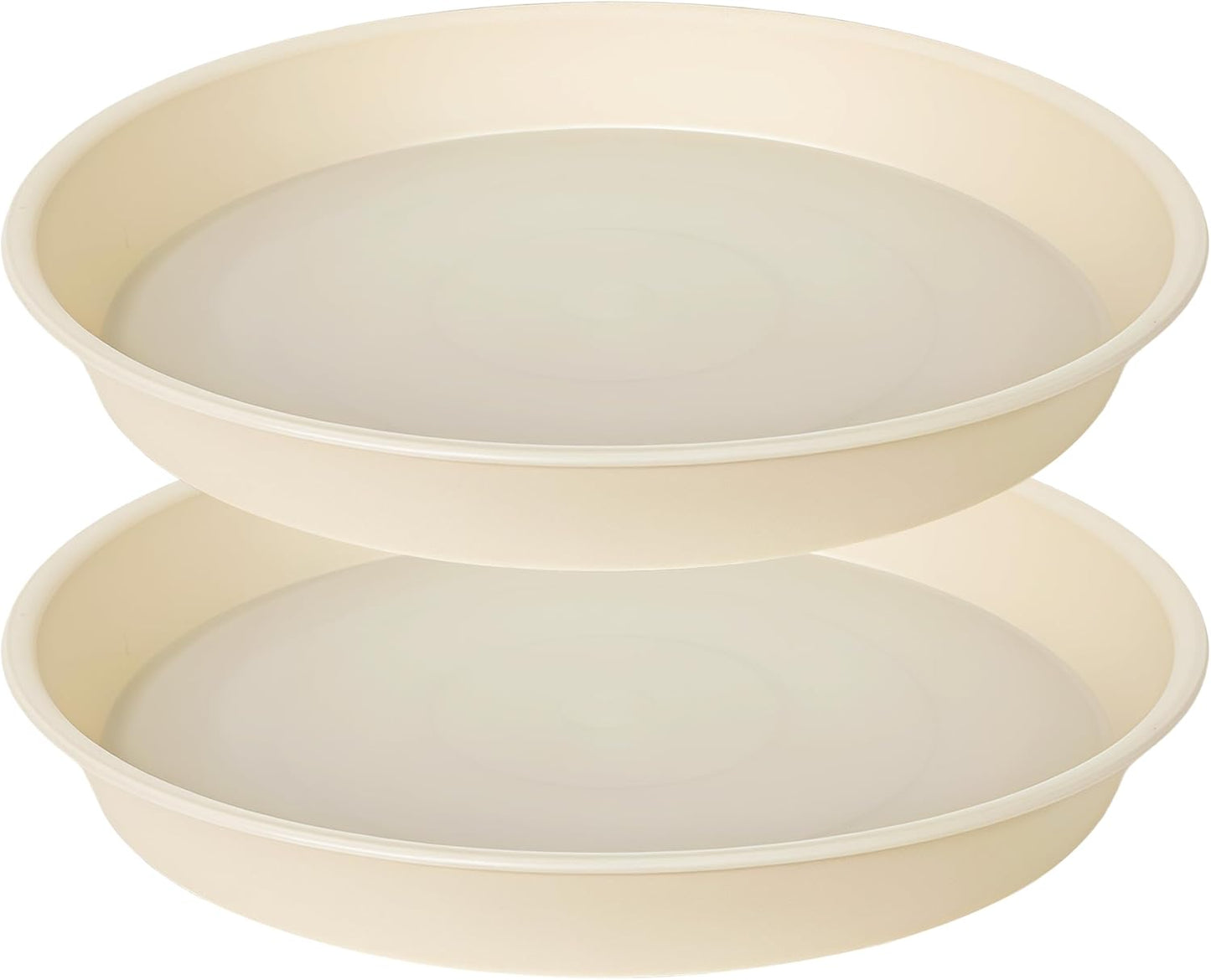 2 Pack of 18 19 inch Plant Saucer Drip Tray (16.6 inch Base), Heavy Duty Deep Plant Saucers for Pots, Plastic Flower Planter Water Trays for Indoors Outdoor (19", Beige)