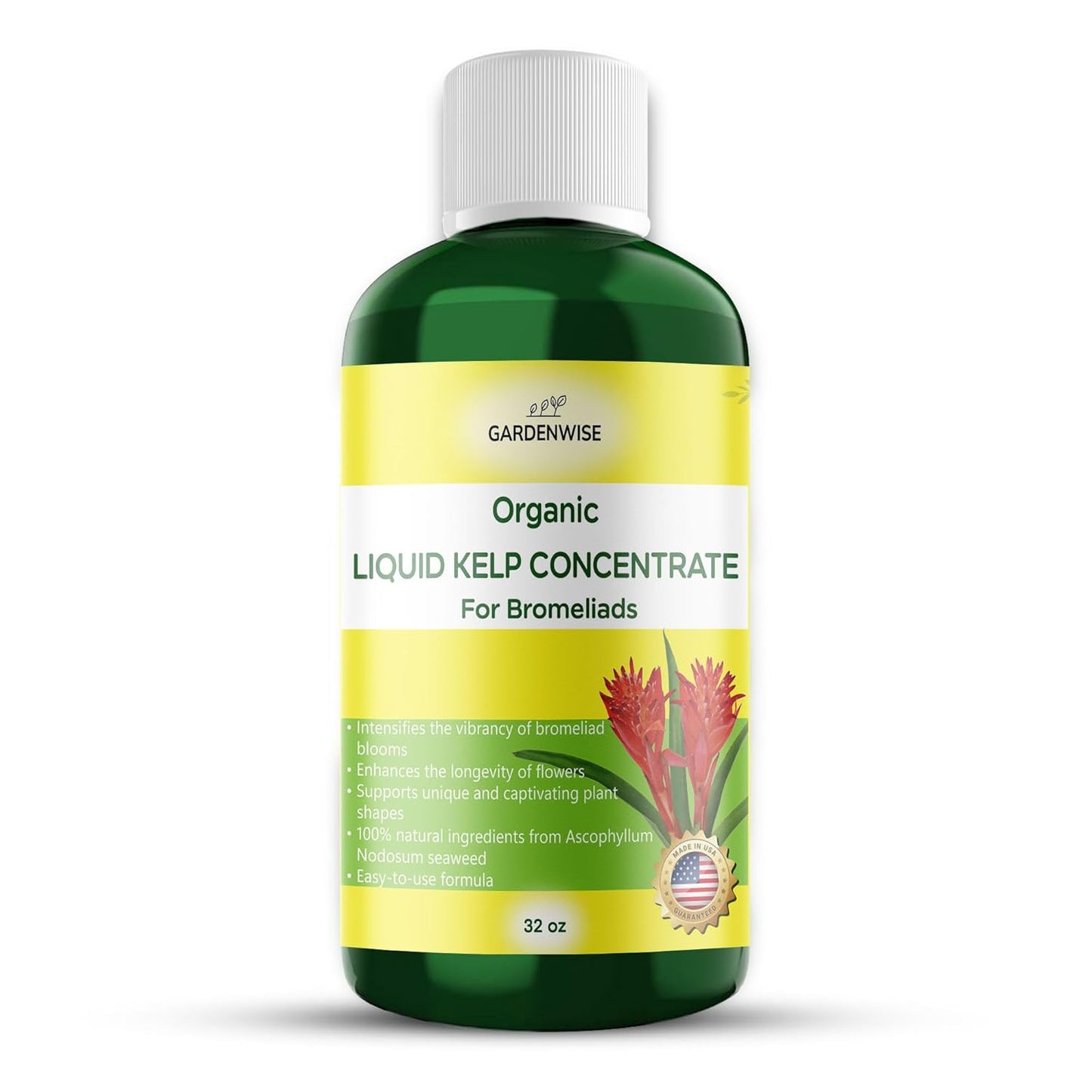 Organic Premium Kelp Seaweed Fertilizer - Bromeliad Fertilizer - Liquid Plant Food, Bromeliad Potting Mix Enhancer - Ideal for Bromeliad Plant & Live Plant Care (32 OZ)
