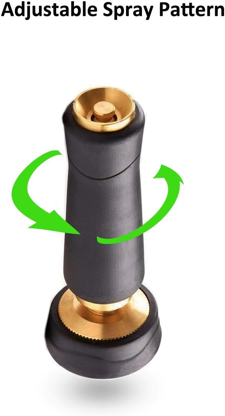Brass Hose Nozzle, Adjustable Twist hose Sprayer, High Pressure Hose Nozzle with On-Off Valve, Leakproof Operation 3/4" Connector, Jet Sweeper Nozzle for Patio and Pet, Car Washing, 3 Pack