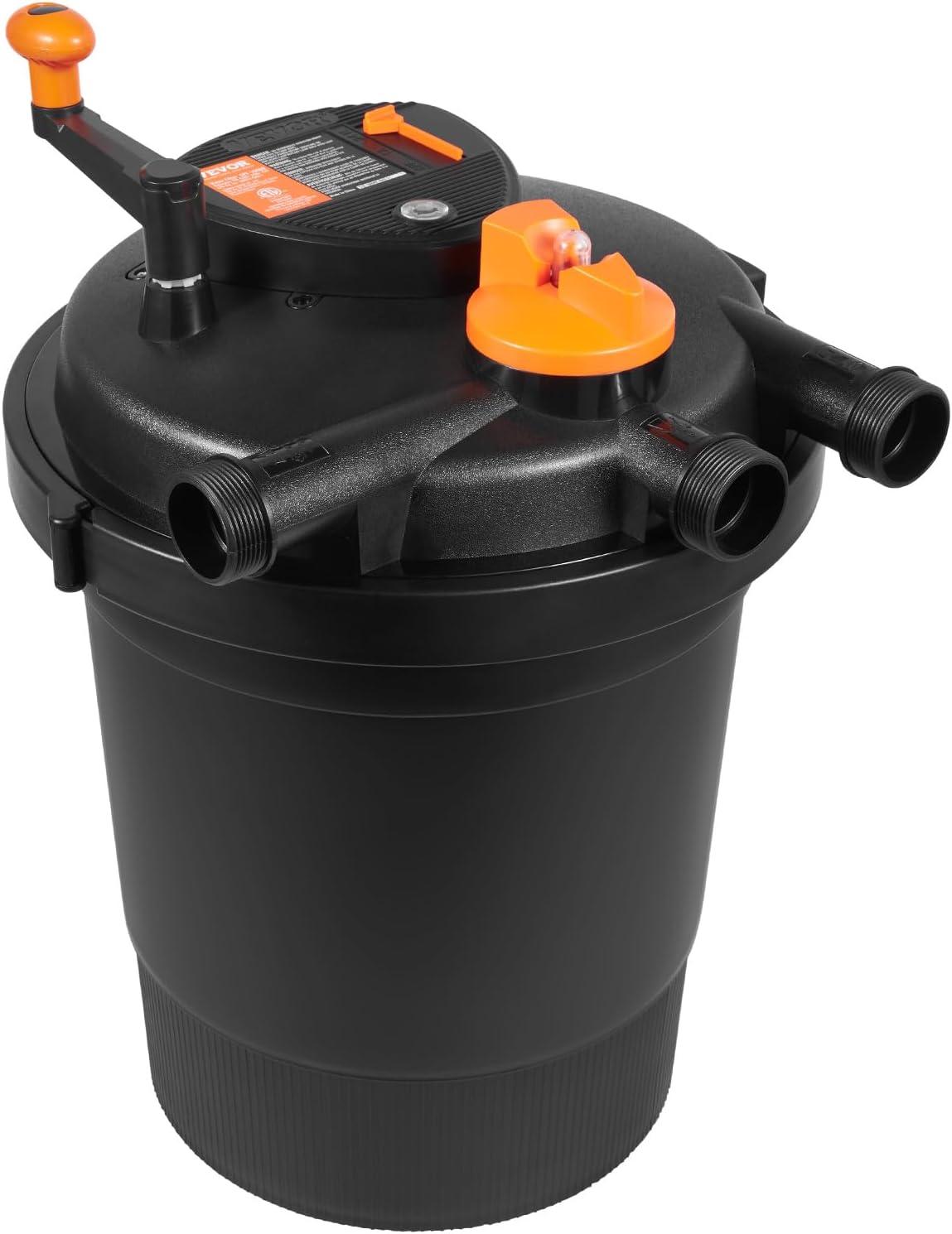VEVOR Pressurized Biological Pond Filter, Fit Pond Up to 3200 Gallons, with 13W UV-C Light, 2630 GPH, Bio Pond Filter System Filtration Equipment for Fountain Pool, Koi Fish Aquarium Tank Garden Water