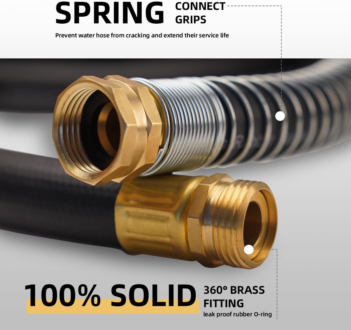 WiseFlow Garden Hose 90FT x 5/8", Heavy Duty Rubber Hose, 1000PSI Burst, 300PSI Working, Water Hose with Five Layered Braiding, Male Female Fittings (Black)