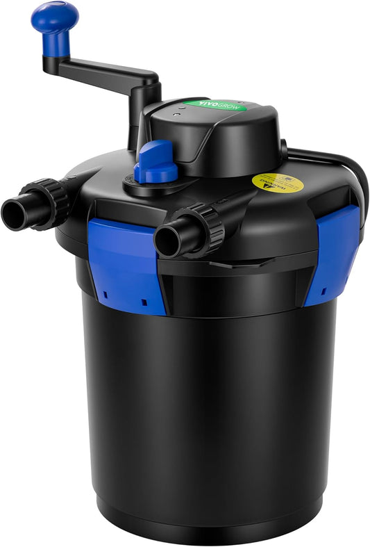 Bio Pressure Pond Filter, with 13W UV-C Light, 1050 GPH Suitable for Koi Ponds up to 500 Gallons or Landscape Pools up to 1050 Gallons