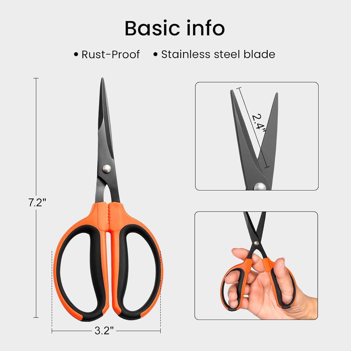 GROWNEER 6 Packs Trimming Scissors Teflon Coated Non Stick Blades Pruning Shears Gardening Hand Pruning Snips with Straight Stainless Steel Precision Blade