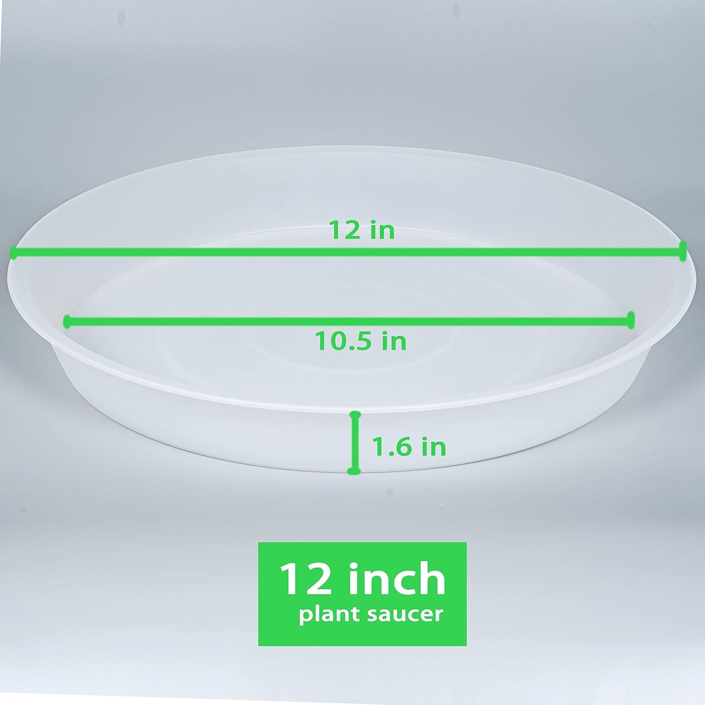 2 Pack of 12 inch Plant Saucer, 1.7" Depth Tray, Large Deep Garden Plastic Flower Planter Plant Trays for Indoors Outdoor Bath Bath (12", Clear)