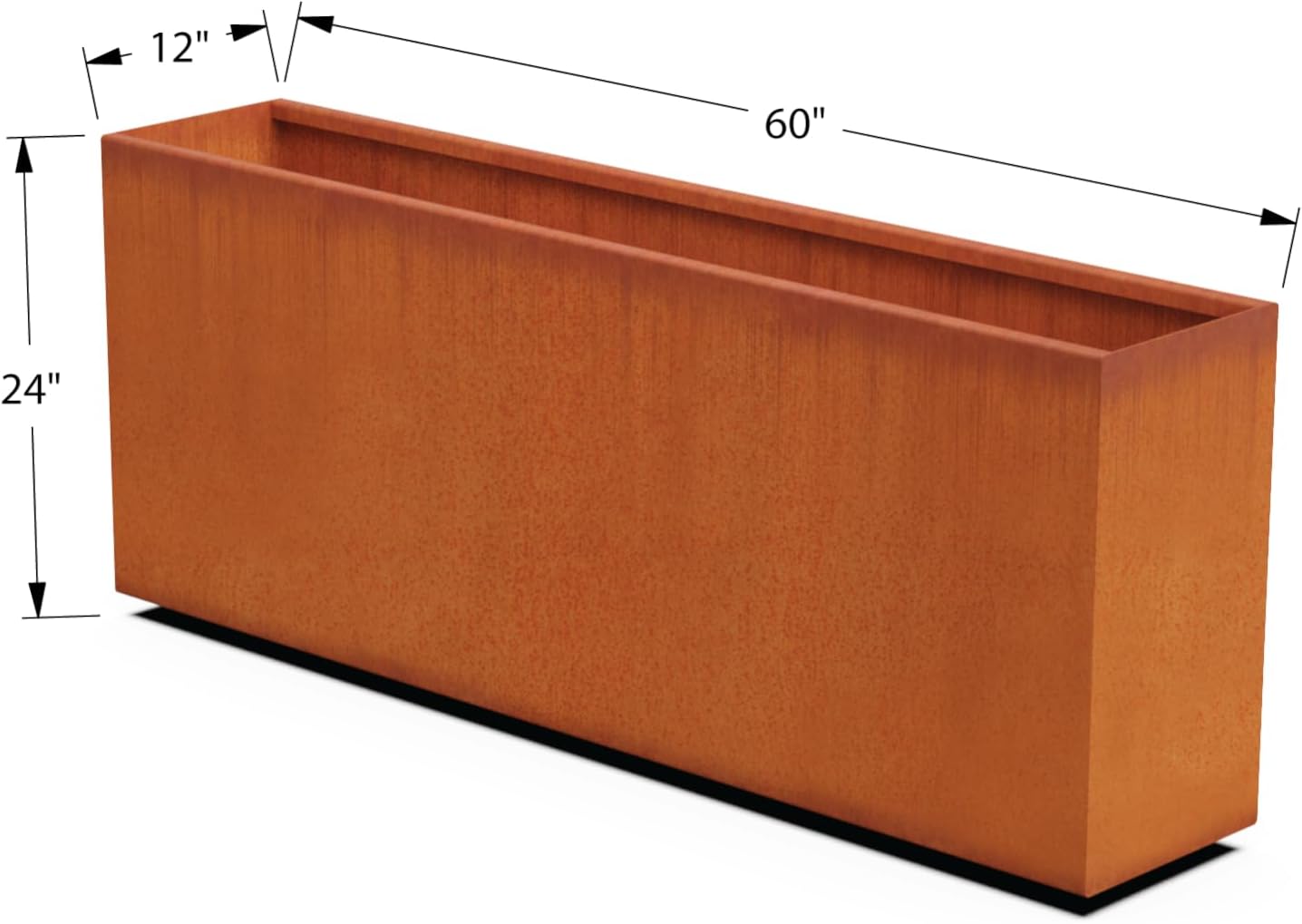 Large Rectangular Planters for Outdoor Plants 60x12x24 Inch Corten Steel Planter - Extra Large Outdoor Planter Box for Patios, Decks and Garden Borders