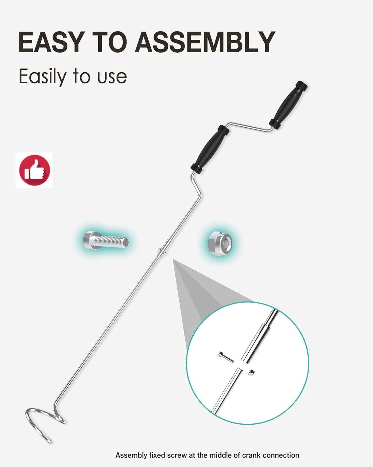 EJWOX Stainless Steel Compost Aerator Tool - Manual Turner & Mixer for Compost Tumblers and Bins | Faster Decomposition, Rust-Proof