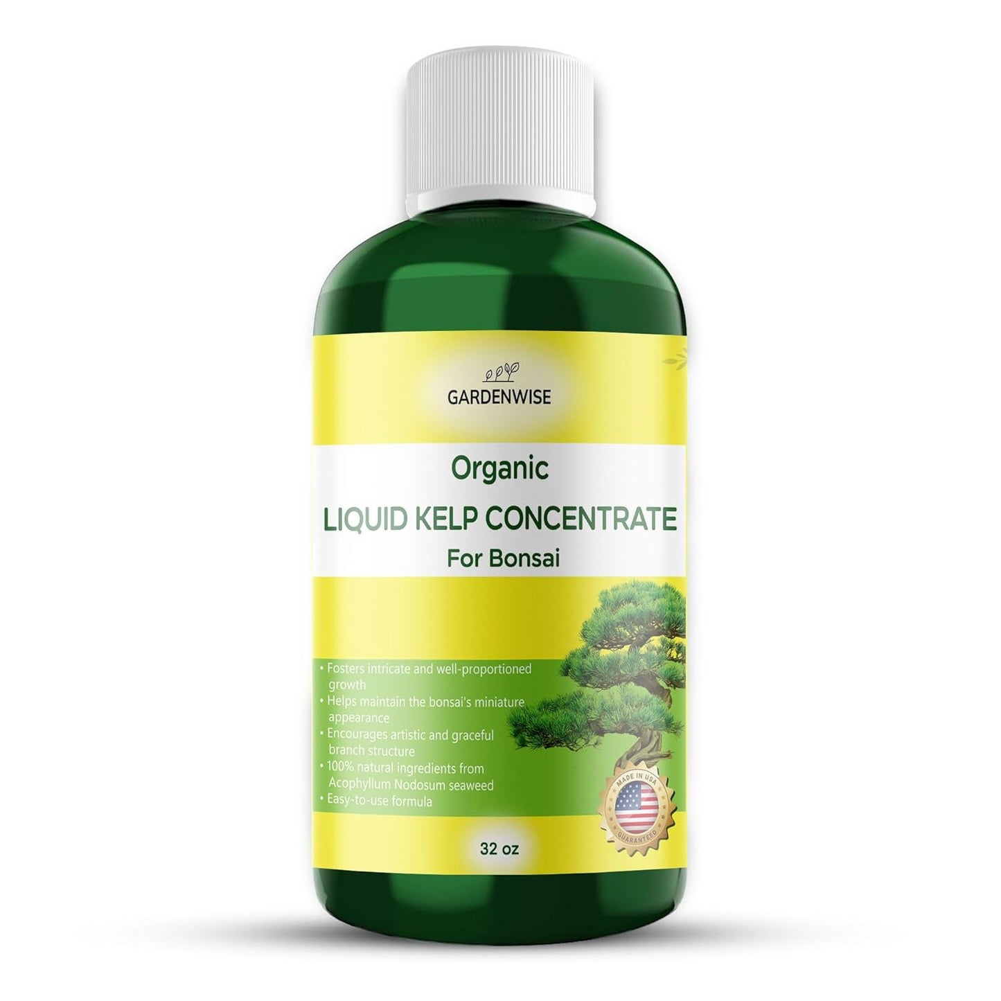 Organic Premium Seaweed Fertilizer for All Bonsai - Liquid Kelp Plant Food - Nutrient-Rich Liquid Plant Food & Soil Enhancer for Growth Control (32 OZ)