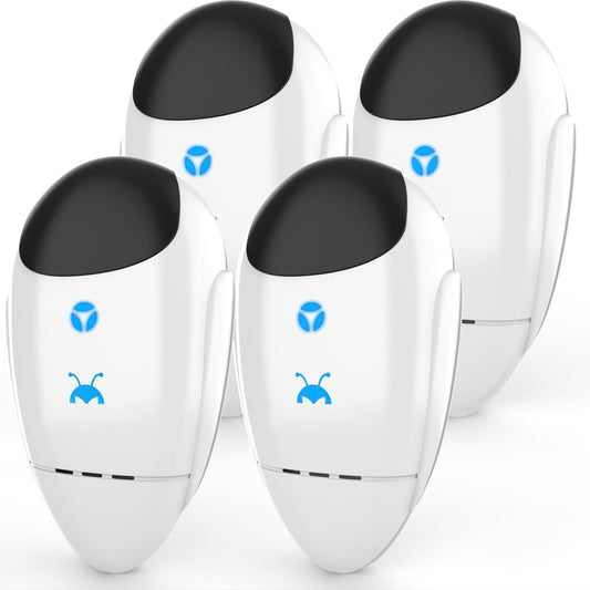 2025 Upgraded Ultrasonic Repeller & Insect Indoor Repeller, Ultrasonic Plug in Repellent for Roach, Rodent, Mouse, Bugs, Mosquito, Mice, Spider, Ant, Electronic Pest Deterrent, 4 Packs