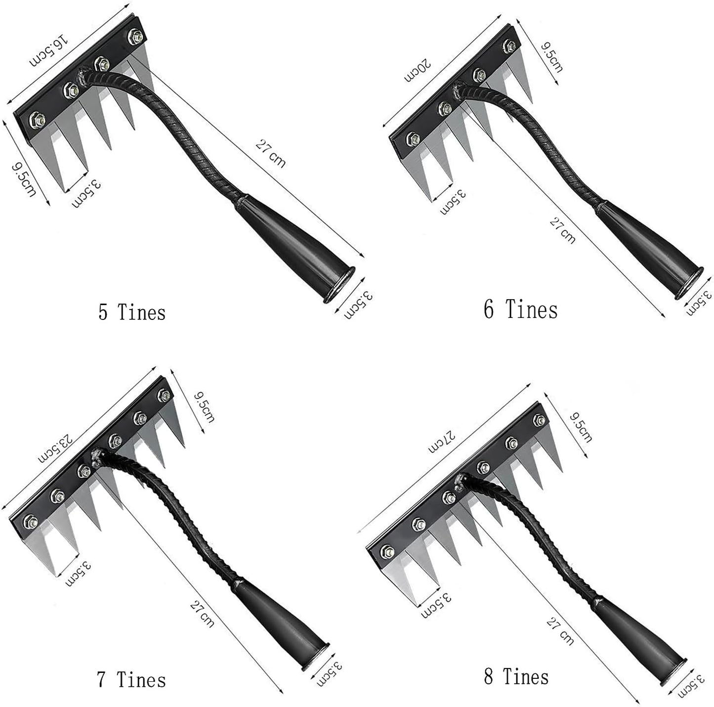 Gardening Hand Weeder Tool,Manual Weeder Tool with Detachable Blades, 4 Sizes High Carbon Steel Dual-Edge Design for Farm Garden Lawn Weed Removal, Soil Cultivation & Root Extraction (8 Tines)
