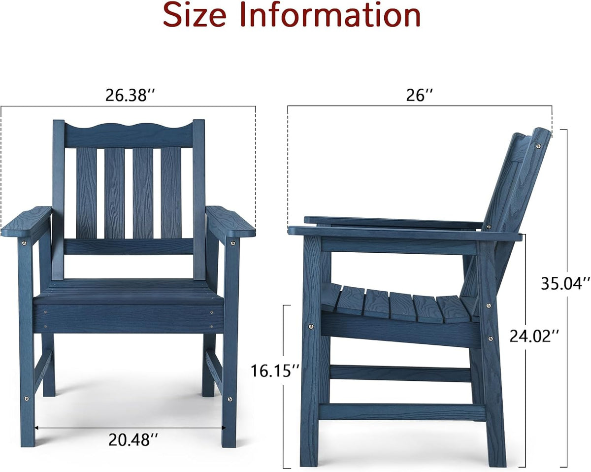 Stoog All-Weather Patio & Garden Chair, Outdoor Dining Chair with Curved Backrest, 400 lbs Support, for Backyard, Garden, Porch, Pool and Deck, Blue