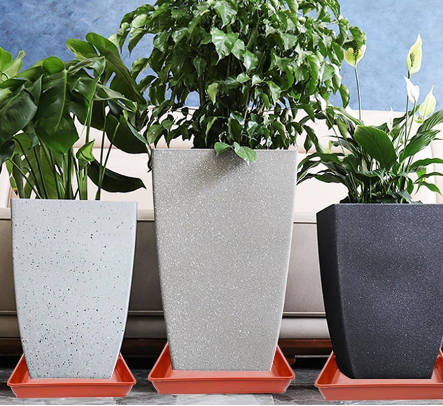 5 Pack Square Plant Saucer 12 Inch, Saucer for Plant Pots, Plastic Plant Water Dray Tray, Flower Pot Saucers, Square Planters for Indoors and Outdoors Plants.