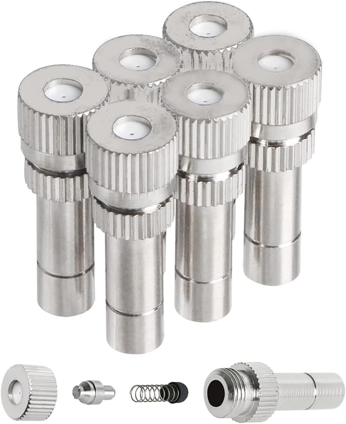 20pcs Brass Mister Nozzles, 6mm Misting Nozzles for Outdoor Cooling System, Landscaping, Air Humidification, Greenhouse Irrigation (without Filter, 0.004"/0.1mm Orifice)