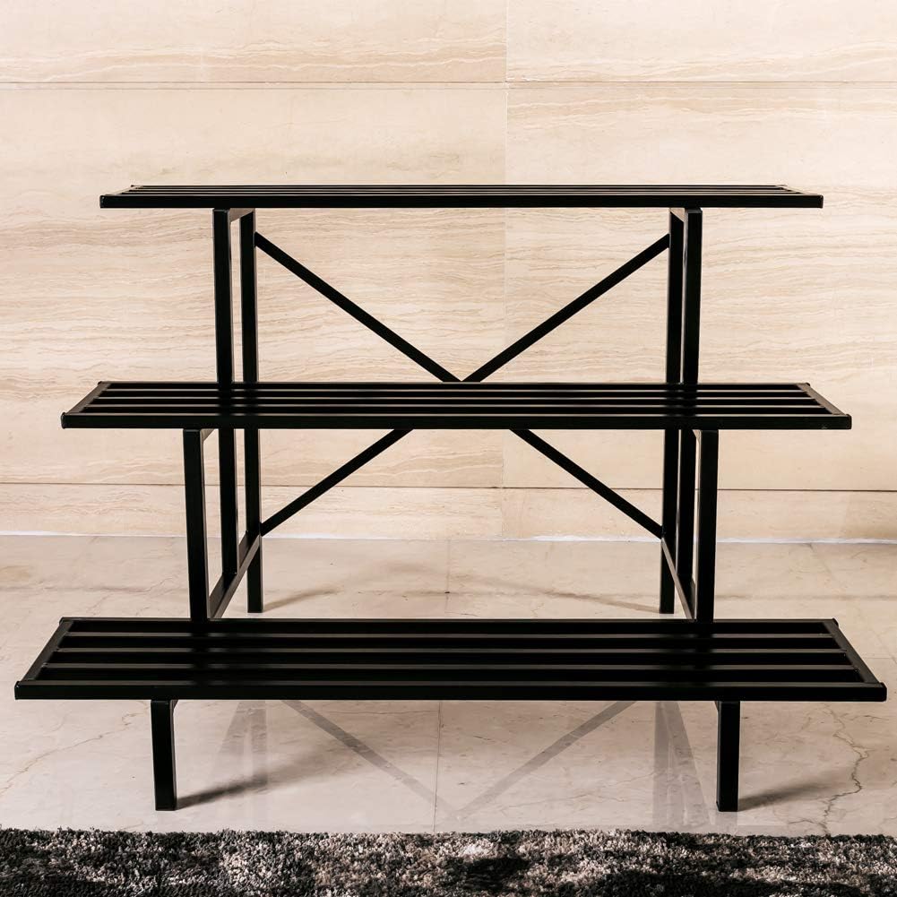 Zhongma 3 Tier Sturdy Metal Plant Stand, L35.43 x W26 x H23.6 inch, Heavy Duty Plant Holder for Home Indoor and Outdoor, 660 LBS Capacity & Heavy Duty Construction