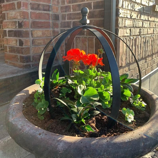 Large Round Black Metal Garden Trellis 18"x22" for Climbing Plants - Indoor/Outdoor Flower Lattice Topiary Frame - Ideal for Potted Plant Decor - Outdoor Garden Decor and Courtyard Gift