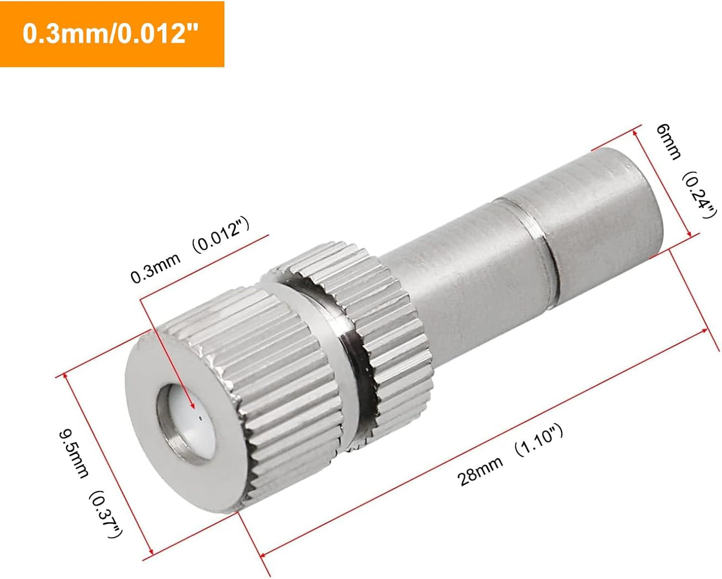 20pcs Brass Mister Nozzles, 6mm Misting Nozzles for Outdoor Cooling System, Landscaping, Air Humidification, Greenhouse Irrigation (without Filter, 0.012"/0.3mm Orifice)