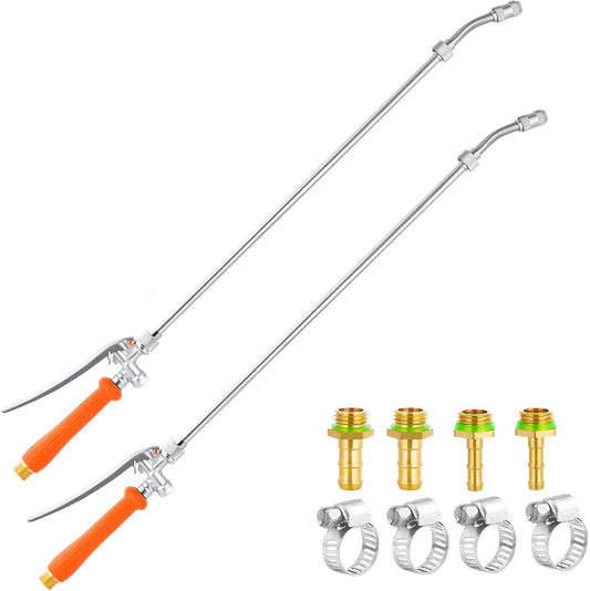 2 Pack 29 Inch Spray Wand, Brass Barb Match 1/4" & 3/8" Sprayer Wand Hoses, Adjustable Nozzle Stainless Steel Sprayer Wand with Shut off Valve for Weed Garden Car Wash