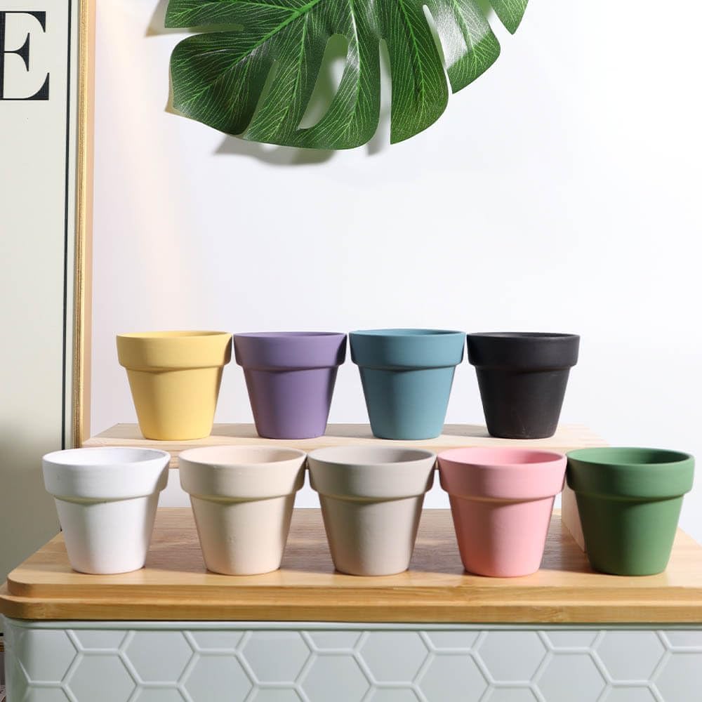 vensovo 48 Pcs 2" Tiny Terracotta & Terra Cotta Pots with Drainage - Yellow Small Mini Clay Ceramic Pottery Planter Ideal for Indoor/Outdoor Plants, Crafts, Wedding Favors