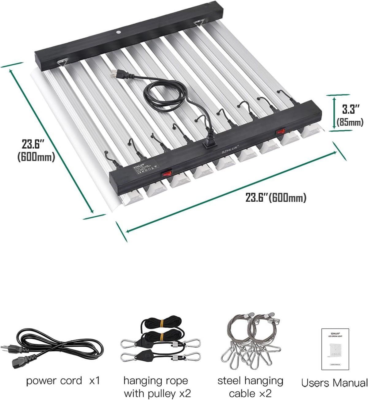 SZHLUX 400W LED Grow Light 4×4ft Coverage with Double Switches, Full Spectrum Grow Light for Indoor Plants, Sunlight Plant Light 864 LEDs for Hydroponic Seedling Veg and Bloom Greenhouse