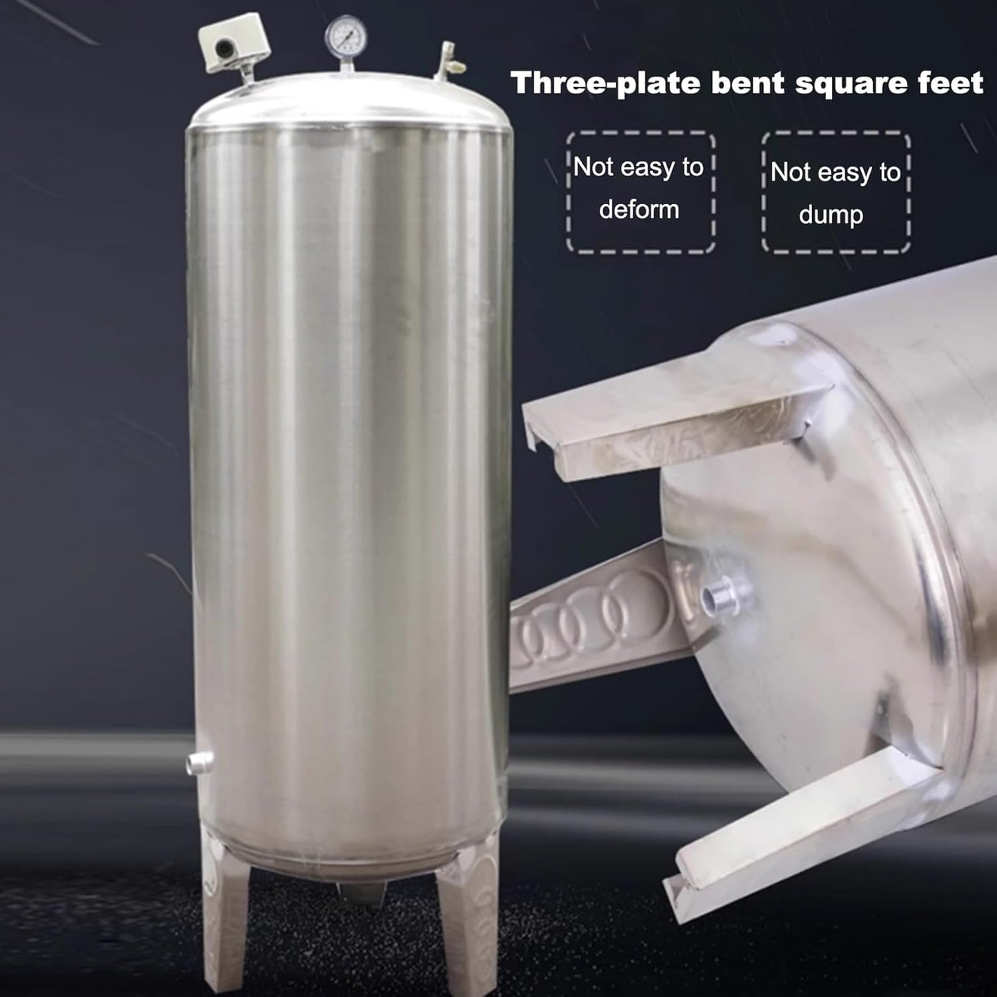 Water Supply System, Fully Automatic Well Water Storage Tank, Stainless Steel Pressure Tank with mounting Fittings for Well/Industrial Cleaning/Garden Watering(400L/105.6gal)