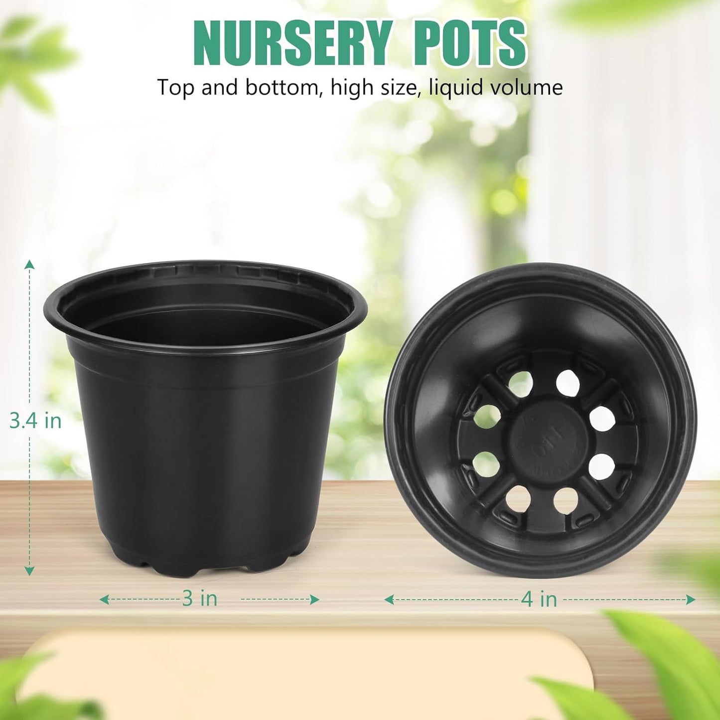120 Pack 4 Inch Nursery Pots for Plants, Plastic Seeds Starter Pots with Drainage Holes, Small Plastic Plant Pots for Succulents Seedling Cutting Transplanting