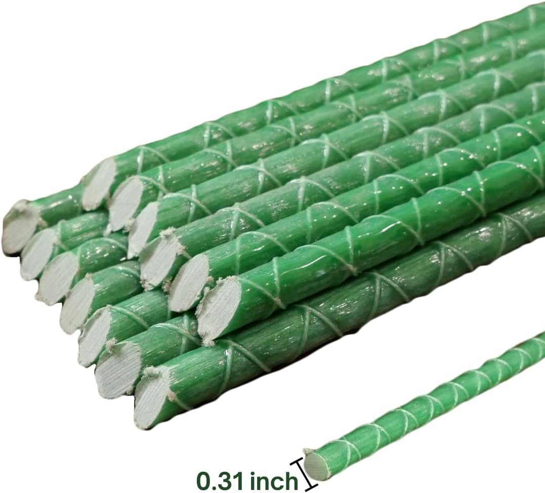 Fiberglass Eco Friendly Garden Stakes (Choose Height/Quantity) – Durable, Lightweight, Tomato, Tree, Strawberry, Plant, Support Fencing Stakes with Patterned Surface 5/16" Diameter (100, 5)