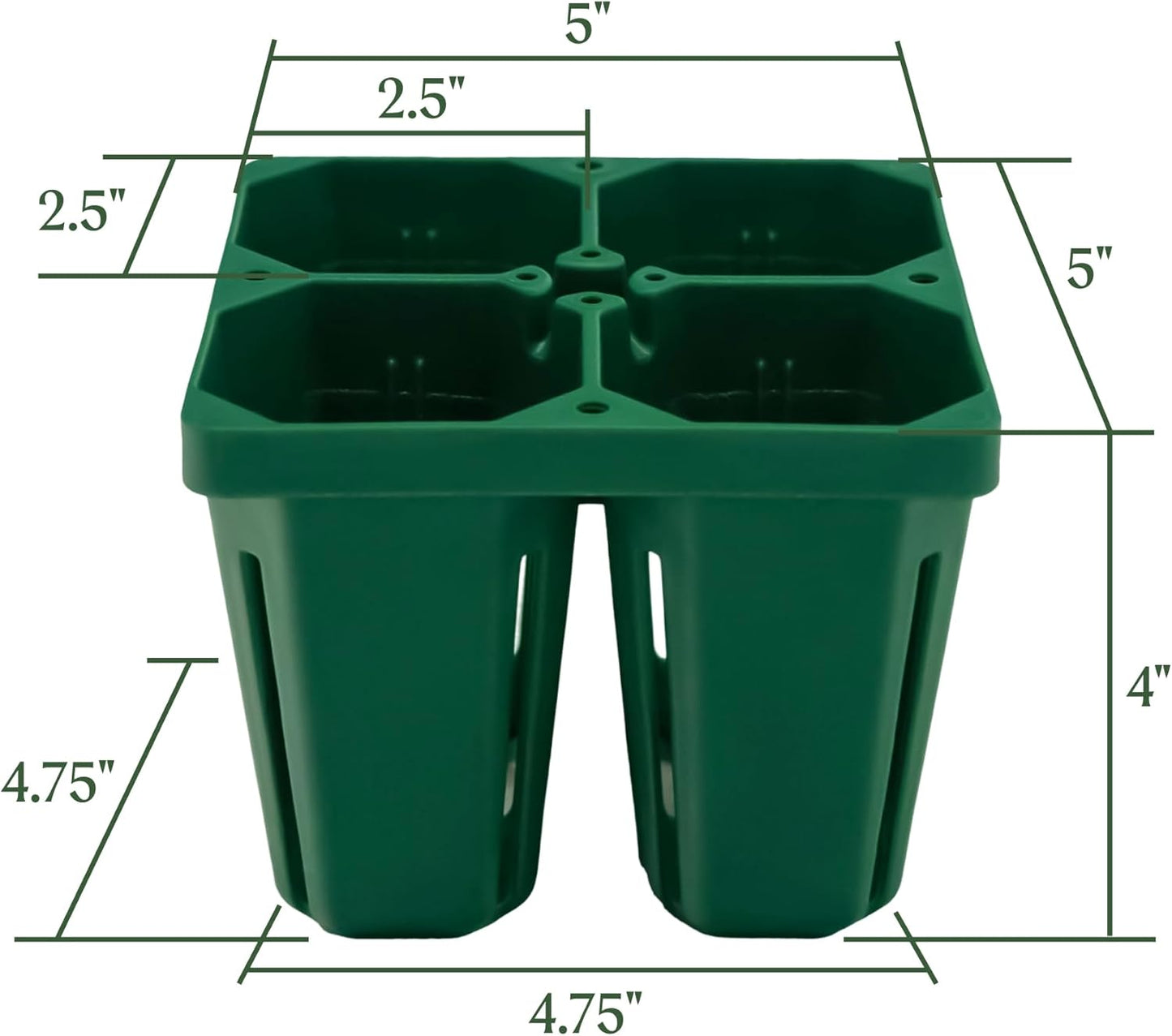 Vego garden Jumbo Seedling Trays Without Lids, 64 Pack Reusable Propagator Growing Starter Tray for Larger Plants, Heavy-Duty Plastic Germination Trays (4-Cell per Tray)