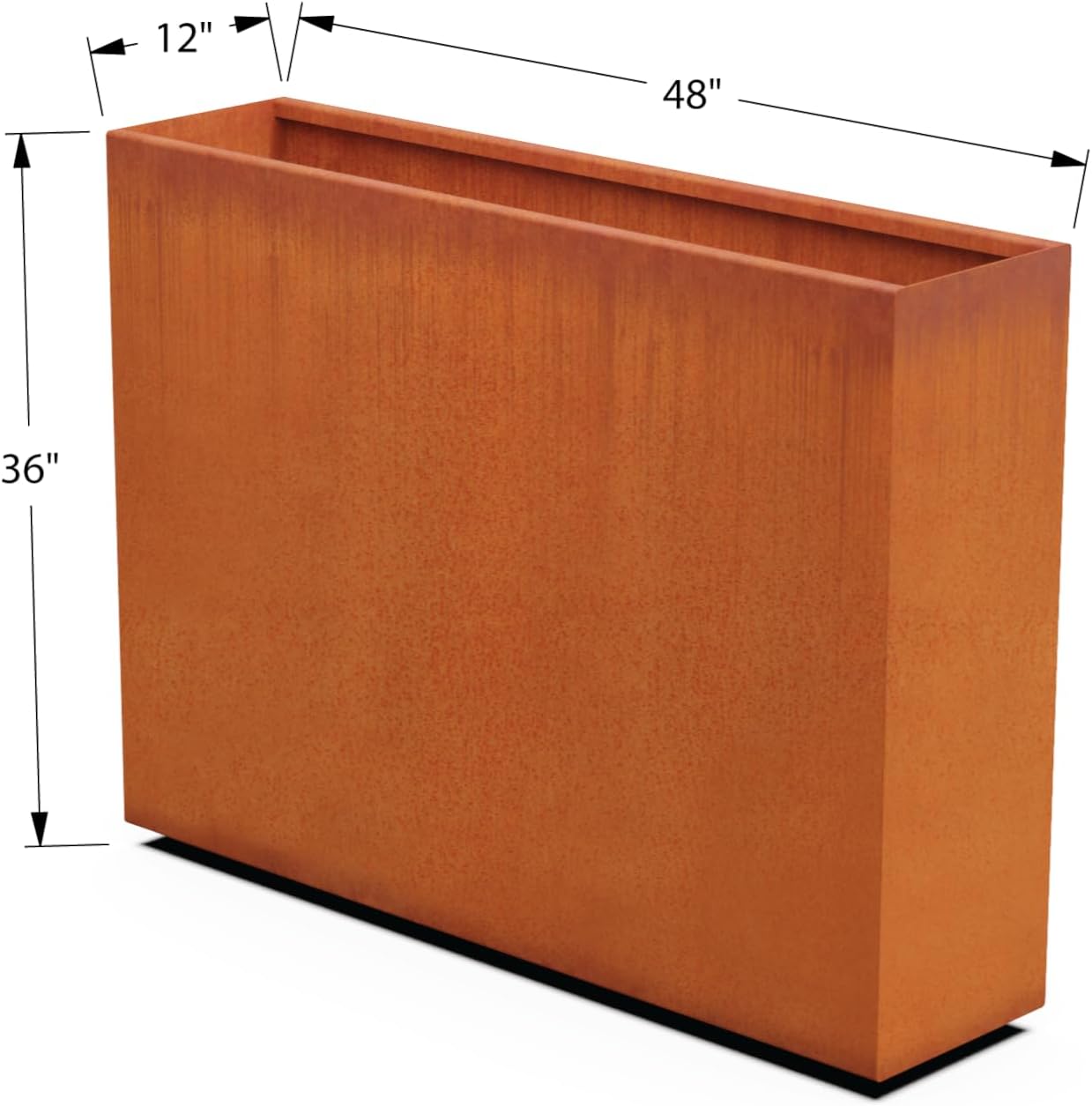 Large Rectangular Planters for Outdoor Plants - 48x12x36 Inch Corten Steel Planter | Extra Large Outdoor Planter Box for Privacy Screen, Patio, Deck & Commercial Use | Fully Assembled