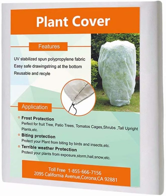 Agfabric Plant Cover Freeze Protection 0.95oz 144"x96" Tree Jacket,Rectangle Shrub Cover for Season Extension&Frost Protection,White
