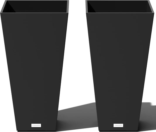 Veradek V-Resin Indoor/Outdoor Taper Planter, 2-Pack (26 inch, Black)