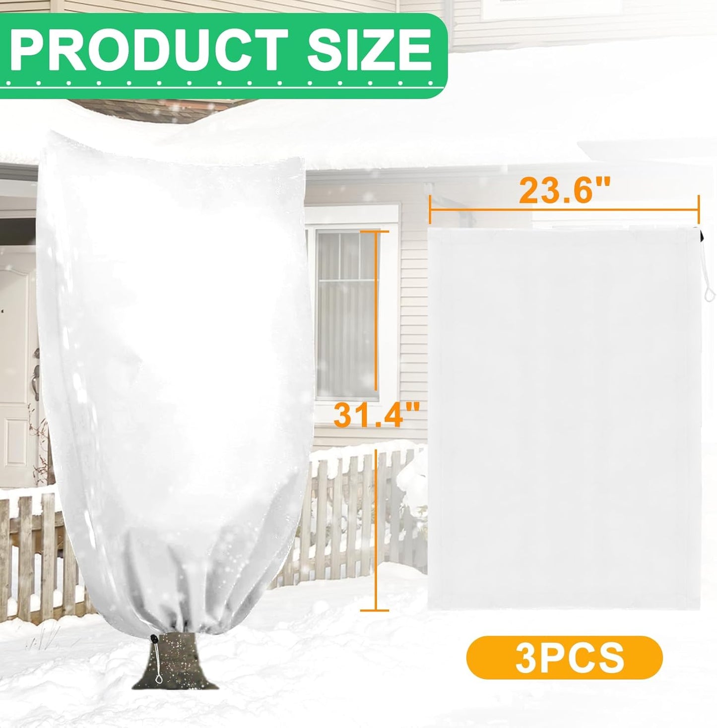 DQS 3 Pack Plant Covers Freeze Protection, 23.6" x 31.4" Winter Frost Protection Blankets Frost Cloth,Suitable for Outdoor Winter Frost, Cold Weather, shrubs, Trees, Jackets, and coverings