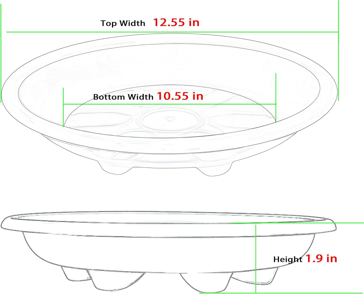 6 Pack of Plant Saucer 12 inch, Large Heavy Duty Plastic Bird Bath Bowl, Plant Drip Trays for Indoors Outdoor, Plant Water Tray for Planters, Red