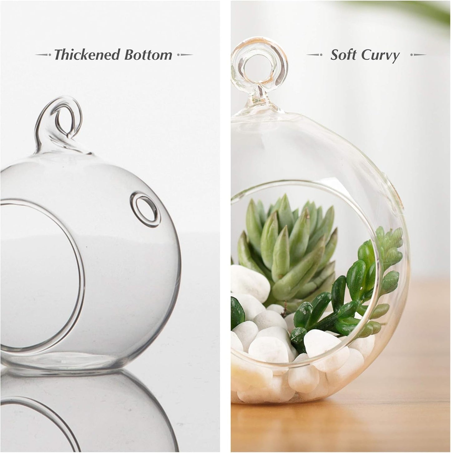 WGV Hanging Terrarium Globe, Width 4", Height 4.75", DIY Air Succulent Planter, Clear Glass Vase Orb with Flat Bottom, Candle Holder for Windowsill Outdoor Garden Decor, 12 Pieces Bulk