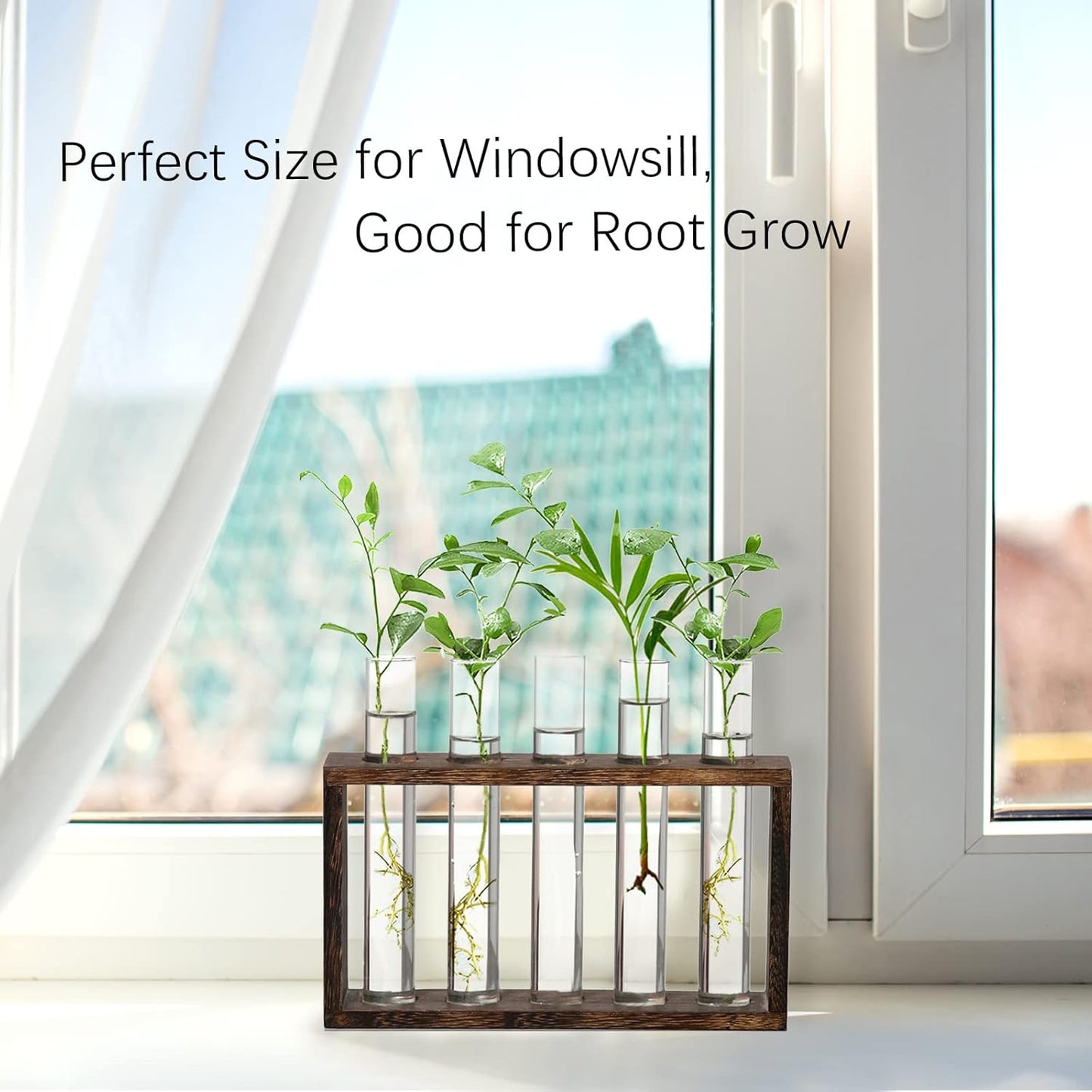 XXXFLOWER Wall Hanging Terrarium Planter with 5 Test Tubes,Wall Planters for Indoor Plants,Plant Lover Gifts for Women Garden Office Decoration