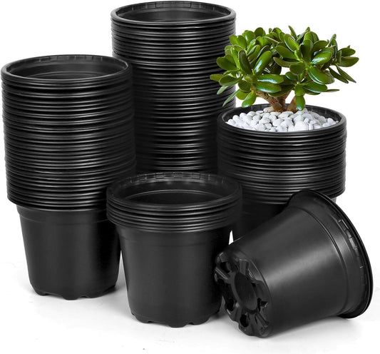 120 Packs 6 Inch Plant Nursery Pots, Plastic Seeds Starter Pots with Drainage Holes, Germination Soft Flower Plant Container for Succulents Seedling Cutting Transplanting (120, 6 Inch)